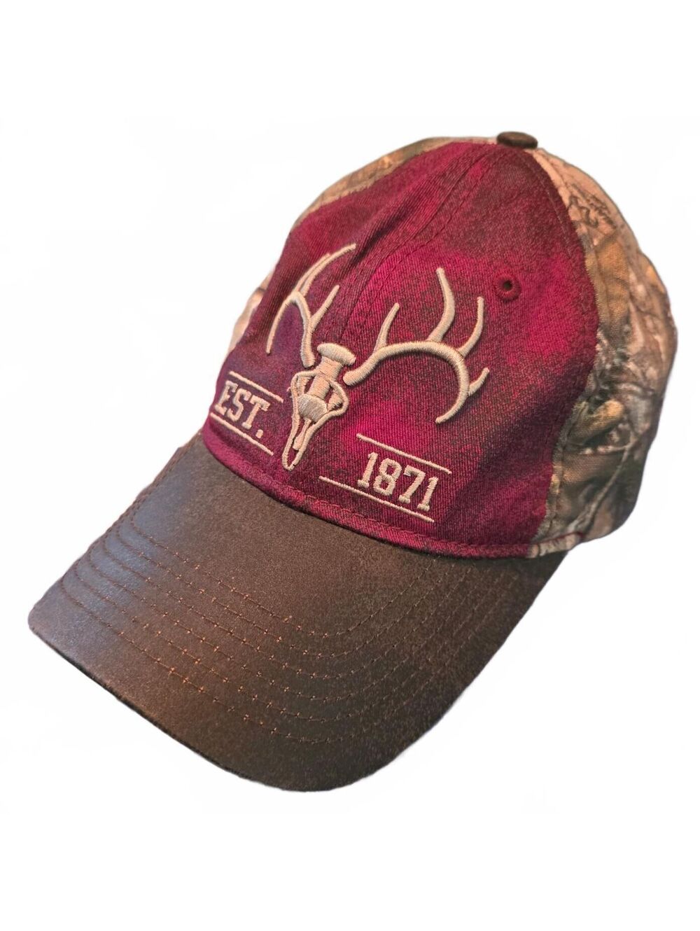 Field & Stream Unisex Adjustable Camouflage Burgundy Brown Hunting Cap Hat NWOT
